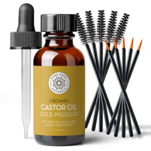 castor oil for eyelashes and eyebrows - brow and lash growth serum - organic hexane free cold pressed unrefined - 1 fl oz - pure body naturals
