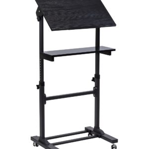 Mount-It! Mobile Stand Up Desk, Portable Podium and Presentation Lectern Height-Adjustable Multi-Purpose Standing Workstation,Black.