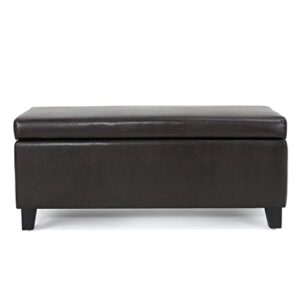 christopher knight home breanna leather storage ottoman, brown