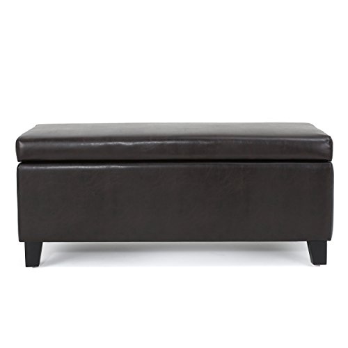 Christopher Knight Home Breanna Leather Storage Ottoman, Brown