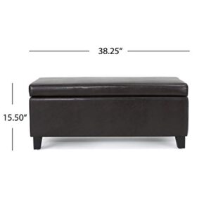 Christopher Knight Home Breanna Leather Storage Ottoman, Brown