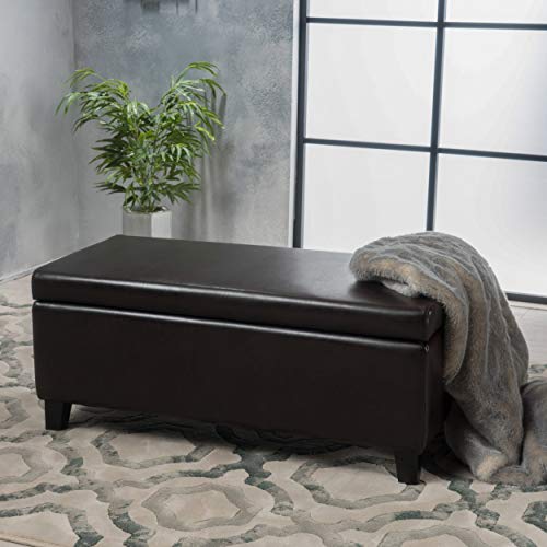 Christopher Knight Home Breanna Leather Storage Ottoman, Brown