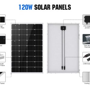 ECO-WORTHY 240Watt 12Volt Solar Panel Kit for Off Grid Home RV: 2pcs 120W Mono Solar Panel + 30A 12V/24V Charger Controller + Solar Cable + Tray Cable + Z Bracket Mount