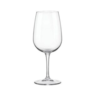 bormioli rocco spazio medium wine glass, 14 1/4 ounce, set of 4 glassware set, clear