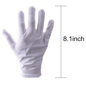 Zealor White Gloves, 12 Pairs Soft Cotton Gloves, Coin Jewelry Silver Inspection Gloves, Stretchable Lining Glove, Medium Size