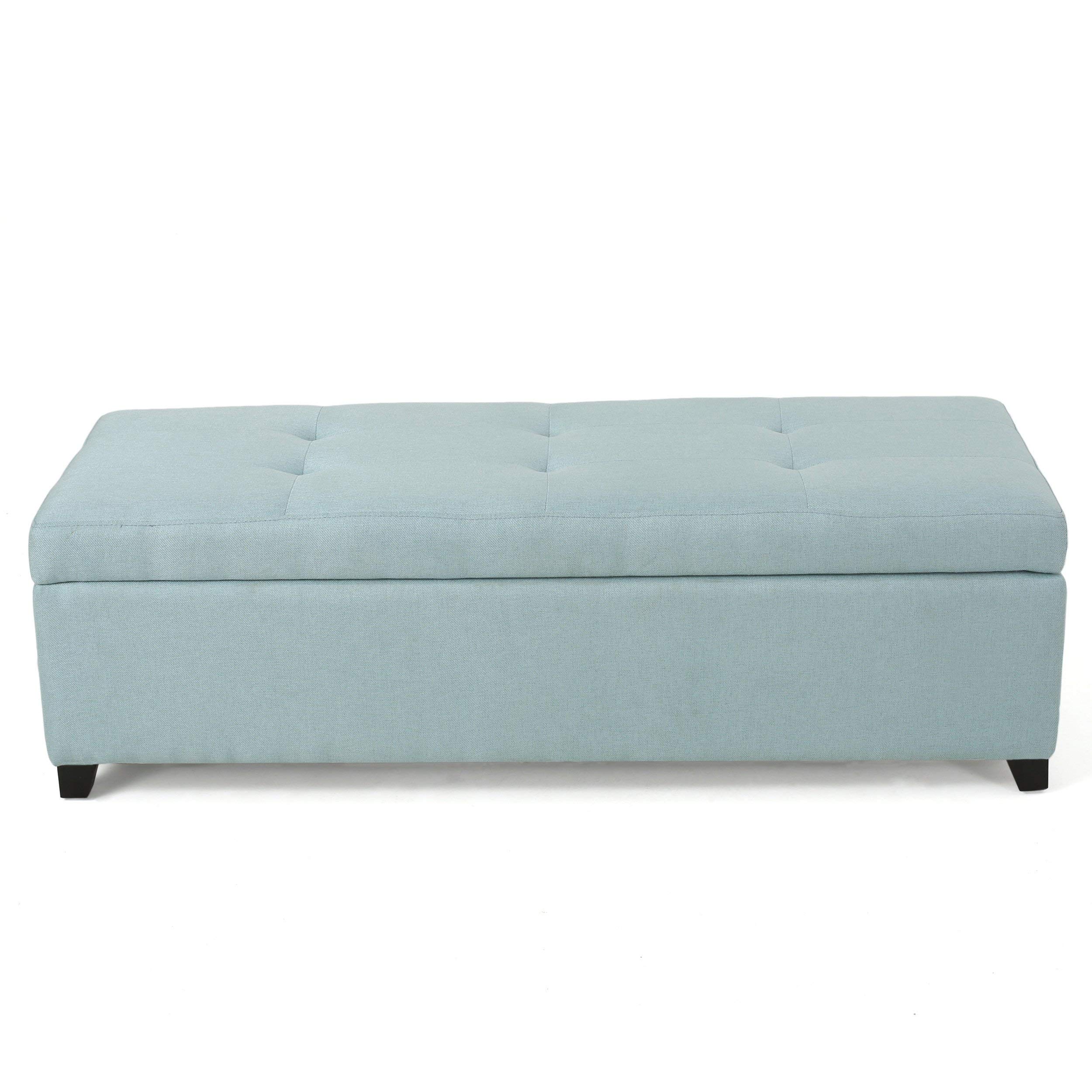 Christopher Knight Home Brentwood Fabric Storage Ottoman, Light Blue