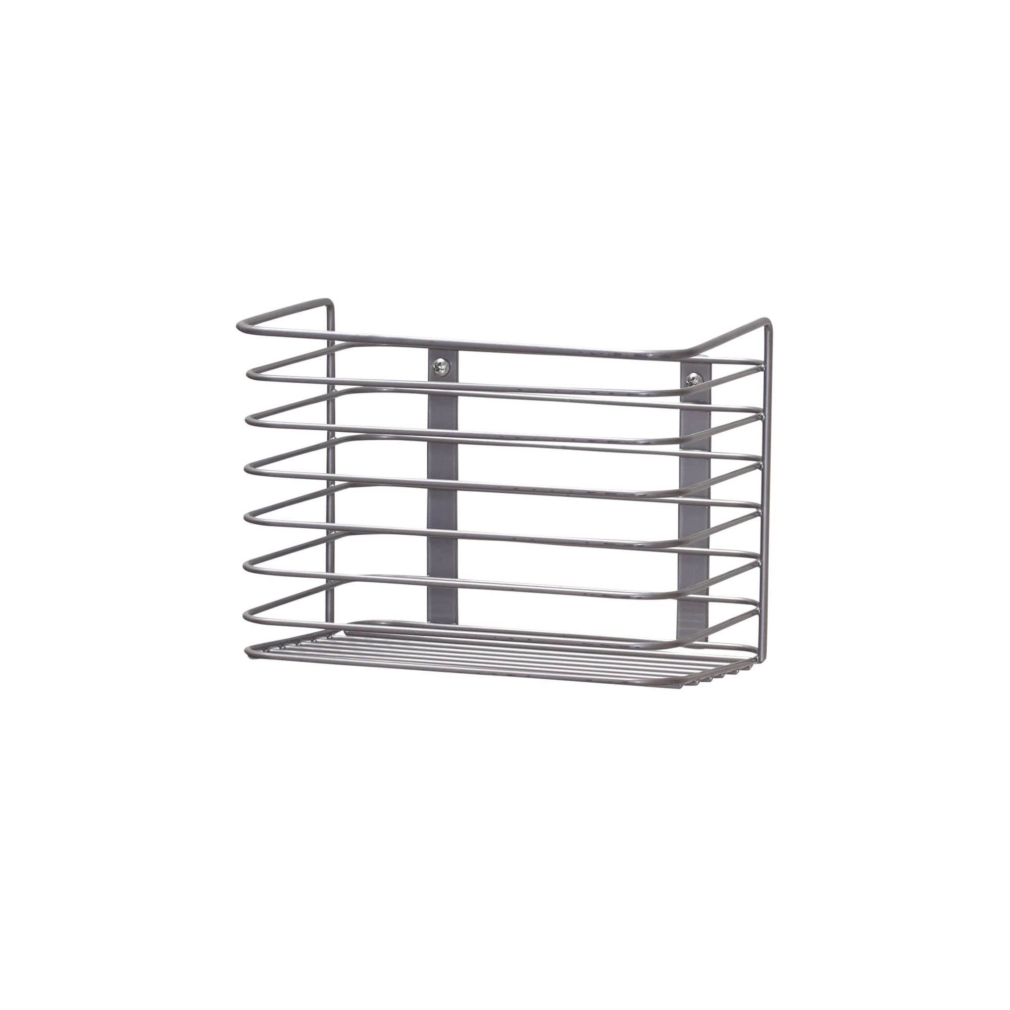 Household Essentials Door Mount Cabinet Organizer, Steel Wire Basket, Attractive Nickel Powder Coating, Great for Saving Space, Mounts to Solid Surface with Hardware Included