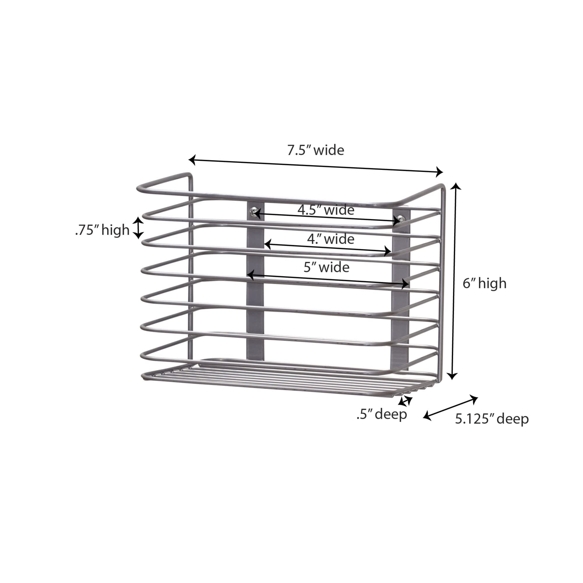 Household Essentials Door Mount Cabinet Organizer, Steel Wire Basket, Attractive Nickel Powder Coating, Great for Saving Space, Mounts to Solid Surface with Hardware Included