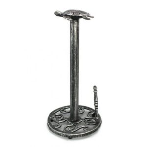 Hampton Nautical Antique Silver Cast Iron Paper Towel Holder 13"-Sea Turtle Beach Decor