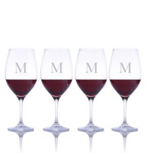 personalized ravenscroft lead-free crystal 4 pc stemmed vintner's choice bordeaux/merlot/cabernet red wine glasses engraved & monogrammed - perfect for christmas and the holidays
