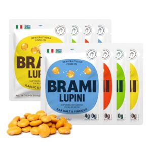 brami lupini beans snack, variety pack | 7g plant protein, 0g net carbs | vegan, vegetarian, keto, plant based, mediterranean diet, non perishable, 5.3 ounce (pack of 8)