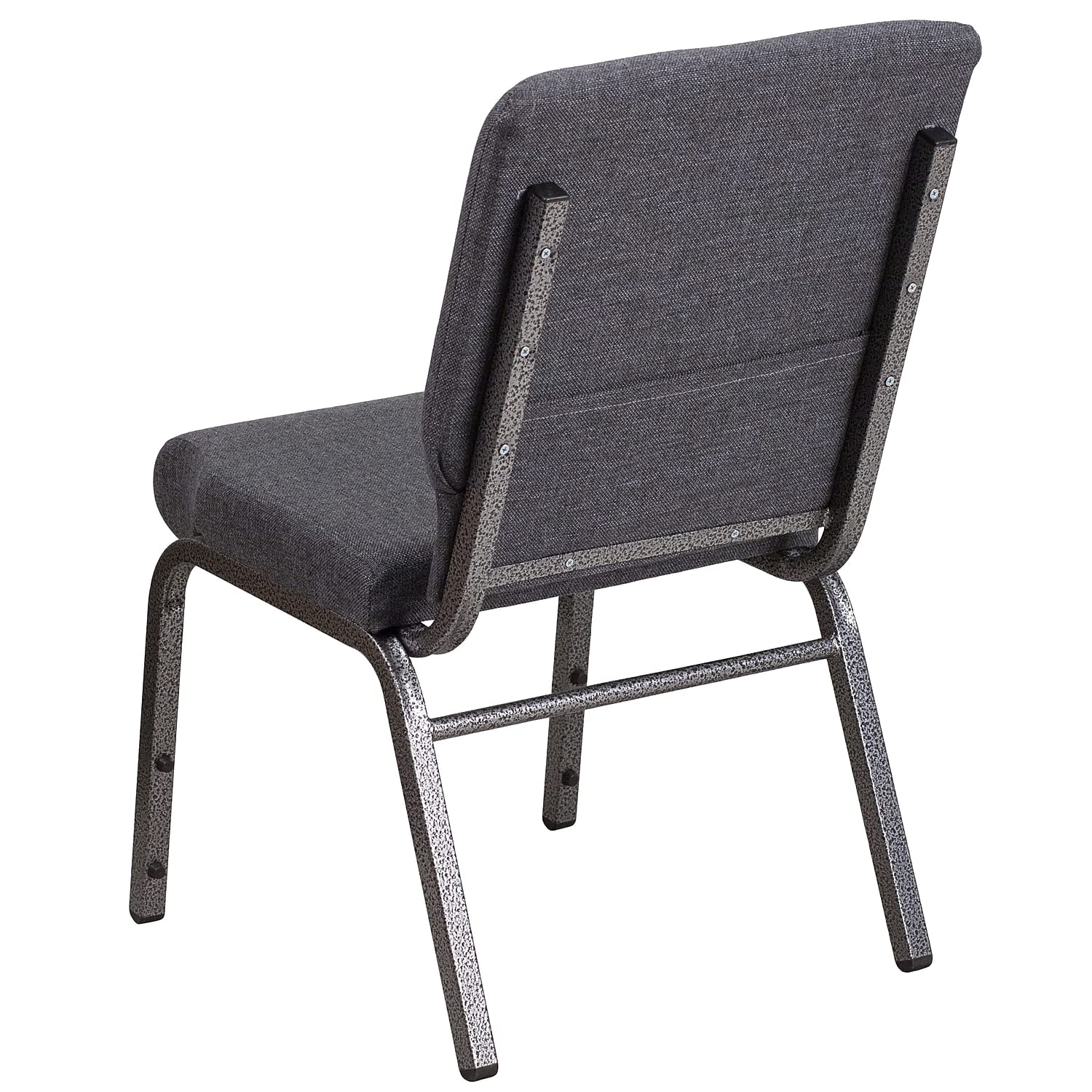 Flash Furniture 4 Pack HERCULES Series 18.5''W Stacking Church Chair in Dark Gray Fabric - Silver Vein Frame