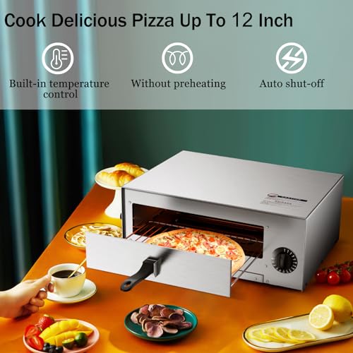 Goplus Electric Pizza Oven Stainless Steel Pizza Baker for Kitchen Commercial Use, Snack Oven