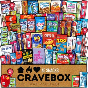 cravebox snack box (65 count) spring finals variety pack care package gift basket adult kid guy girl women men birthday college student office school