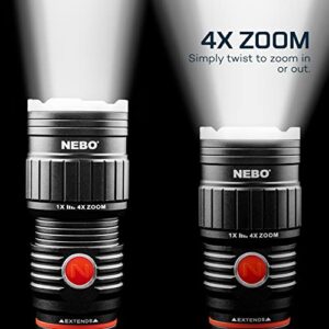 NEBO SLYDE+ 300 Lumen LED Flashlight & Red COB Work Light, 4x Zoom & Strong Magnetic Base, EDC Flashlight, Camping Light, LED Emergency Light