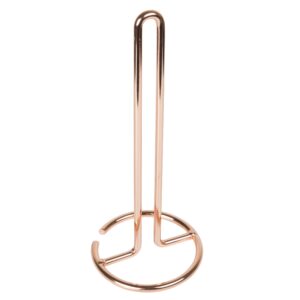 creative home heavy duty metal paper towel holder kitchen towel stand for kitchen countertop dining table, 4.8" diam. x 11.8" h, copper plated