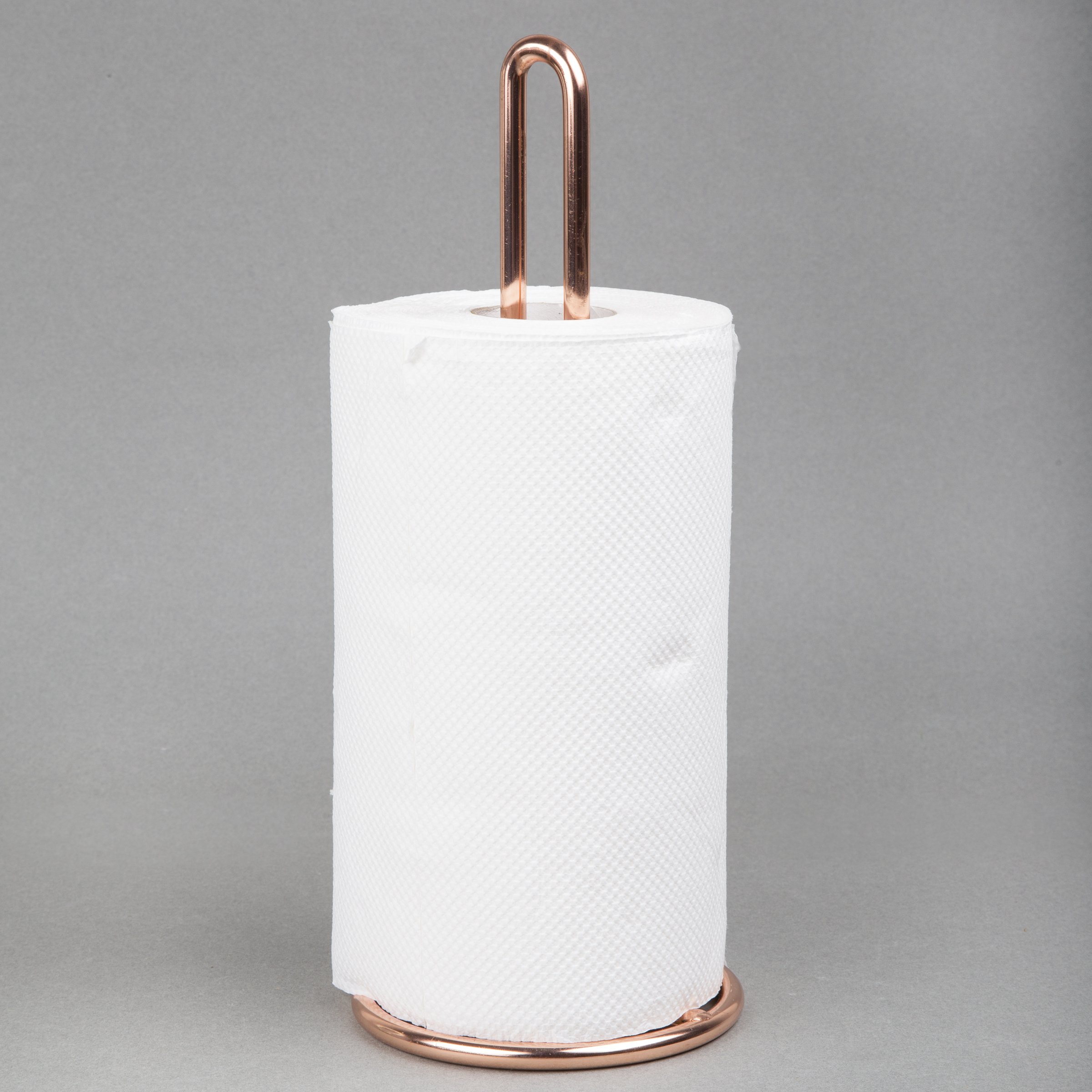 Creative Home Heavy Duty Metal Paper Towel Holder Kitchen Towel Stand for Kitchen Countertop Dining Table, 4.8" Diam. x 11.8" H, Copper Plated