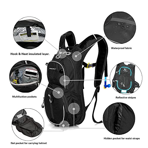 ONTYZZ Bicycle Backpack 12L Unisex Nylon Waterproof Bicycle Shoulder Rucksack Travel Backpack Sport Rucksack Day Rucksack Trekking Rucksack Hydration Backpack Outdoor Black