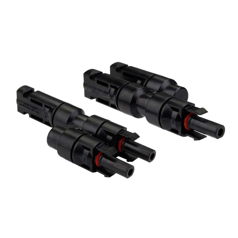 Sun YOBA 2 Pairs T/Y Branch Cable Connectors 2 to 1 Cable Splitter for Solar Panel System Connectors MMF and FFM Splitter Coupler Wire Branch