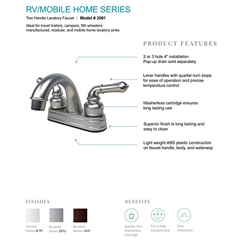 Laguna Brass 2001CP RV Mobile Home Non-Metallic Centerset Lavatory Faucet, Chrome Finish