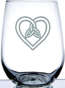ie laserware irish celtic heart and trinity knot laser etched engraved stemless wine glass. great irish gift