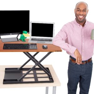 Stand Steady X-Elite Pro, Ergonomic Adjustable Height Standing Desk Converter for Home or Office, Easy Lift Sit to Stand Laptop Desk Riser for Laptop and Computer Monitor (Cherry, 28in x 20in)