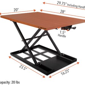 Stand Steady X-Elite Pro, Ergonomic Adjustable Height Standing Desk Converter for Home or Office, Easy Lift Sit to Stand Laptop Desk Riser for Laptop and Computer Monitor (Cherry, 28in x 20in)