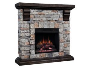 classic flame pioneer stone electric fireplace mantel package - brushed dark pine, 18wm10400-i601