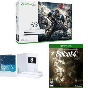 xbox one s 1tb console - gears of war 4 bundle + fallout 4 + $30 amazon gift card