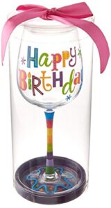 burton and burton 1728312 birthday glitz wine glass, 1 count (pack of 1)