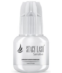 sensitive eyelash extension glue stacy lash 0.17fl.oz/5ml / 5-6 sec drying time/retention – 4-5 weeks/black adhesive/professional supplies