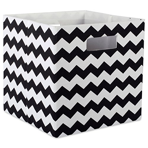 DII Collapsible Polyester Storage Cube, Chevron, Black, Large