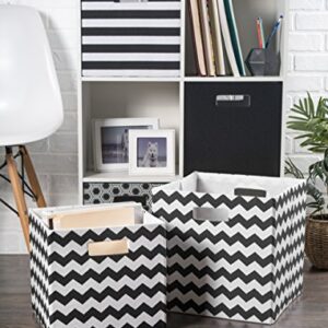 DII Collapsible Polyester Storage Cube, Chevron, Black, Large