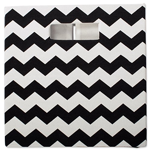 DII Collapsible Polyester Storage Cube, Chevron, Black, Large