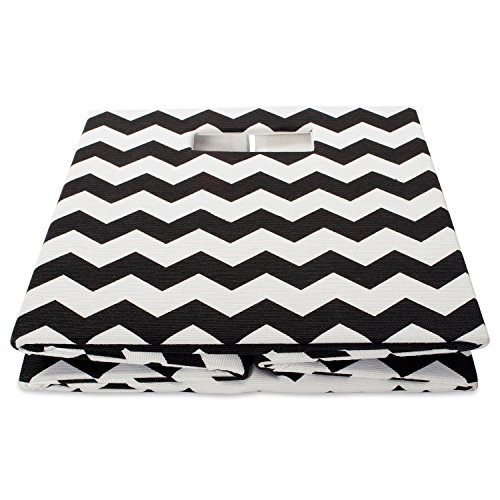 DII Collapsible Polyester Storage Cube, Chevron, Black, Large