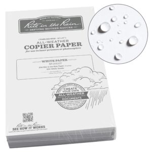 rite in the rain weatherproof laser printer paper, tabloid paper size 11" x 17", 20# white, 500 sheet pack (no. 201117)