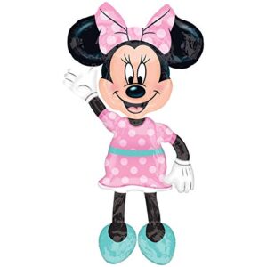 anagram 34331 minnie airwalkers - pink dress foil mylar party balloon, 54", multicolor, pack of 1,10116417