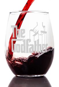 the godfather etched stemless wine glass - officially licensed, premium quality, handcrafted glassware, 15oz. - perfect collectible gift for movie enthusiasts, birthdays & special occasions