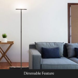 Brightech Sky Flux Dimmable LED Floor Lamp – Super Bright Floor Lamp for Living Room and Offices – Torchiere Standing Lamp with 3 Light Options, Tall Lamp for Bedroom Reading and More - Bronze