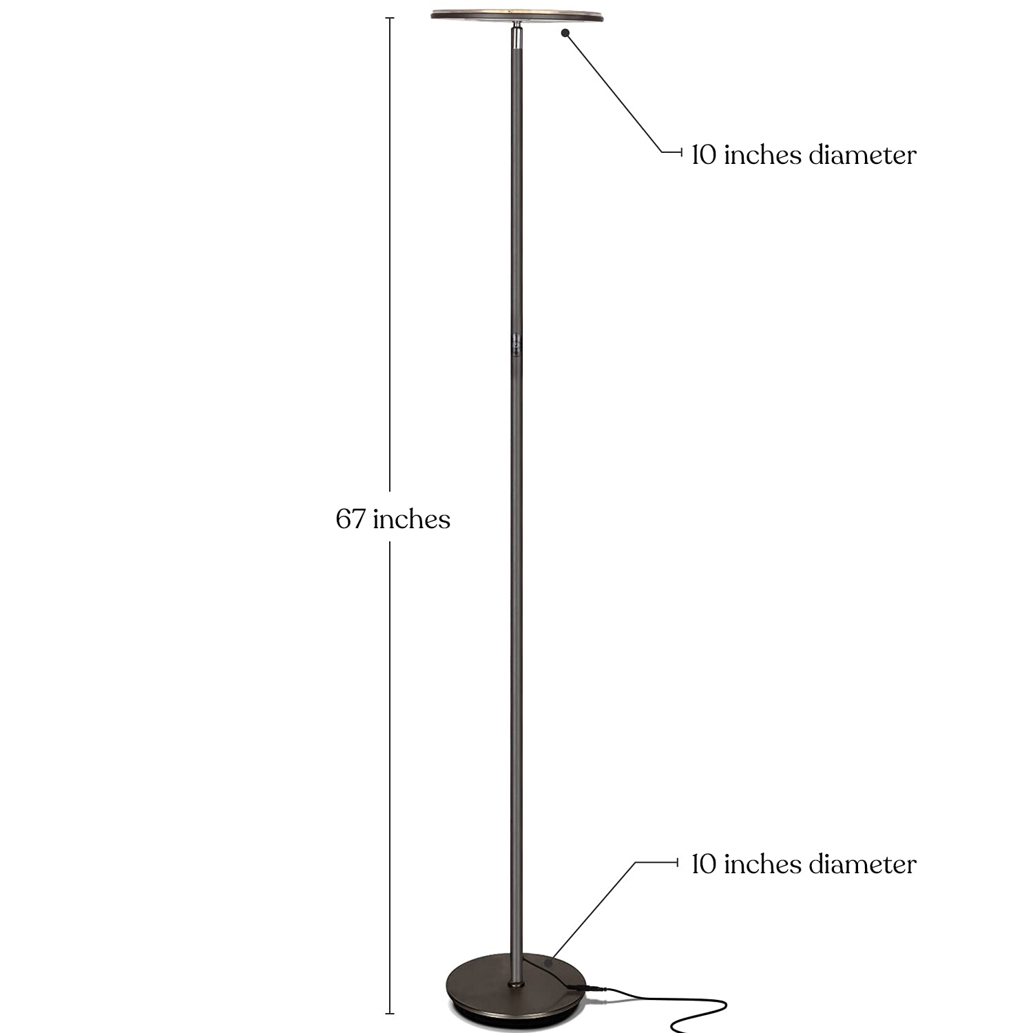Brightech Sky Flux Dimmable LED Floor Lamp – Super Bright Floor Lamp for Living Room and Offices – Torchiere Standing Lamp with 3 Light Options, Tall Lamp for Bedroom Reading and More - Bronze