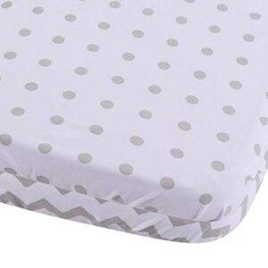 Waterproof Bassinet Sheets 2-Pack for Baby Boy or Baby Girl - (Grey Chevron & Grey Polka Dots)