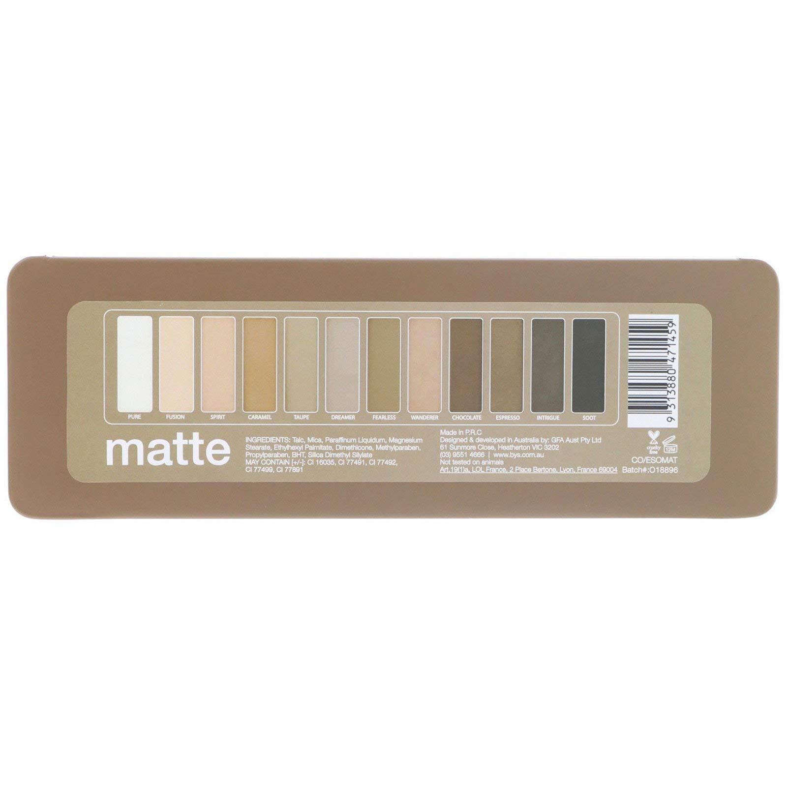 BYS 12 Shade Matte Eyeshadow Palette Tin Collection with Mirror, Double Ended Applicator and Blender, Nude and Smoke