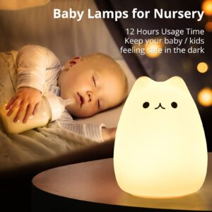 GoLine Cat Lamp, Gifts for 3 4 5 Year Old Girls,Graduation Gifts for Teen Girls,Kids Night Light for Bedroom,Kawaii Kitty Baby Nursery Lamp with Remote Control.