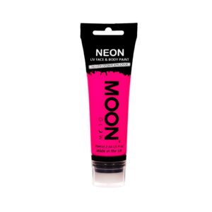 moon glow supersize 2.54oz blacklight neon uv face & body paint - intense pink - with sponge applicator