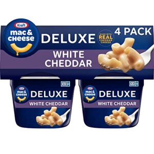 kraft deluxe white cheddar easy microwavable macaroni and cheese cups (4 ct pack, 2.39 oz cups)