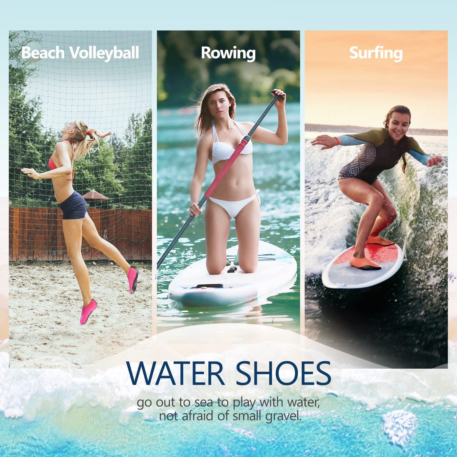 JACKSHIBO Water Shoes for Women Men Quick-Dry Aqua Water Socks Barefoot Shoes for Cruise Essentials Swimming Beach Pool Yoga Surf