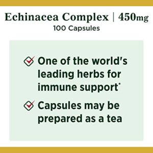 Nature's Bounty Echinacea Complex, Herbal Supplement, Supports immune Health, 450 mg, 100 Capsules