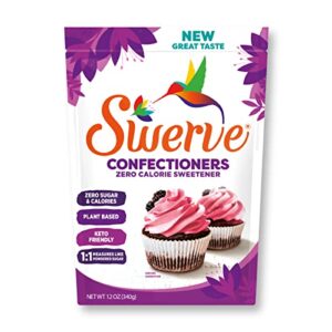 swerve ultimate sugar replacement sweetener, confectioners sugar substitute, zero calorie, keto friendly, zero sugar, non-glycemic, 12oz (2 pack)