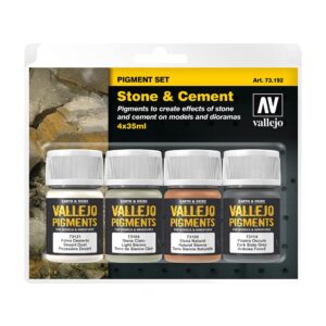 Vallejo Stone & Cement Pigment Set 4 x 35ml Paint, Multicolor, 1.18 Fl Oz (Pack of 4)