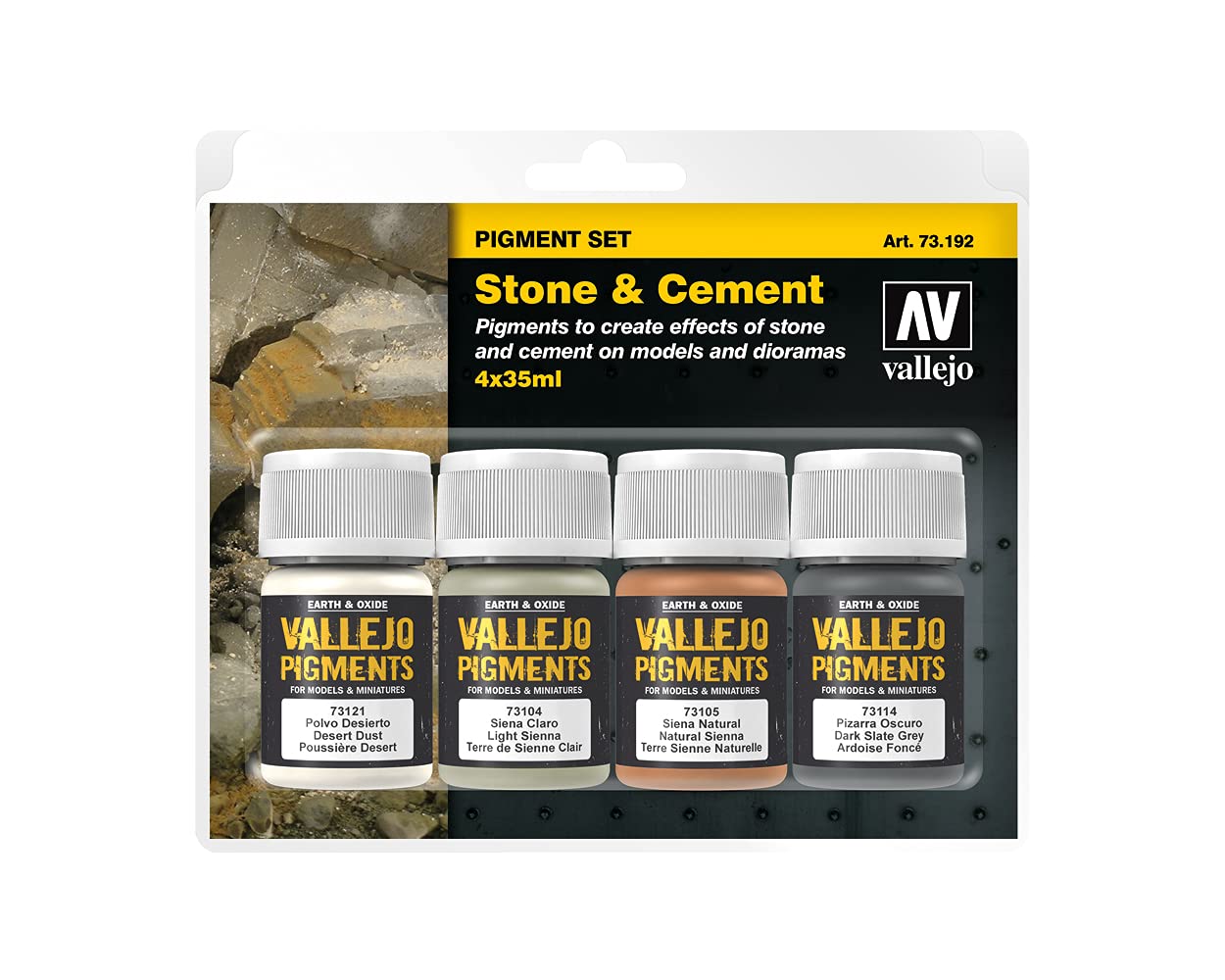 Vallejo Stone & Cement Pigment Set 4 x 35ml Paint, Multicolor, 1.18 Fl Oz (Pack of 4)